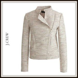 J. Crew Moto Asymmetrical Pink Pepper Tweed Jacket